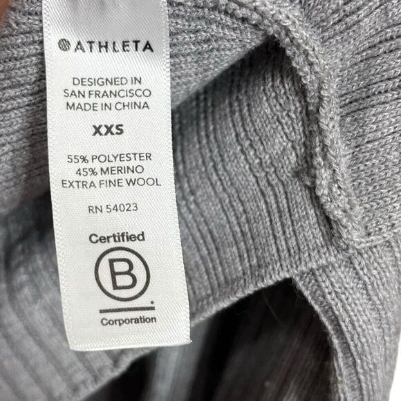 Athleta Solstice Wrap Merino Wool Ribbed Draped Gray Cardigan Sweater Size XXS - Picture 10 of 11